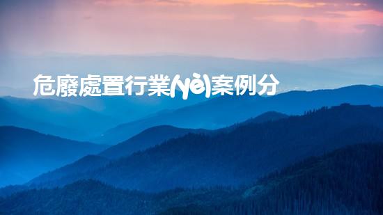 危廢處置行業(yè)案例分析革新未來(lái)：突破性技術(shù)重塑化工行業(yè)